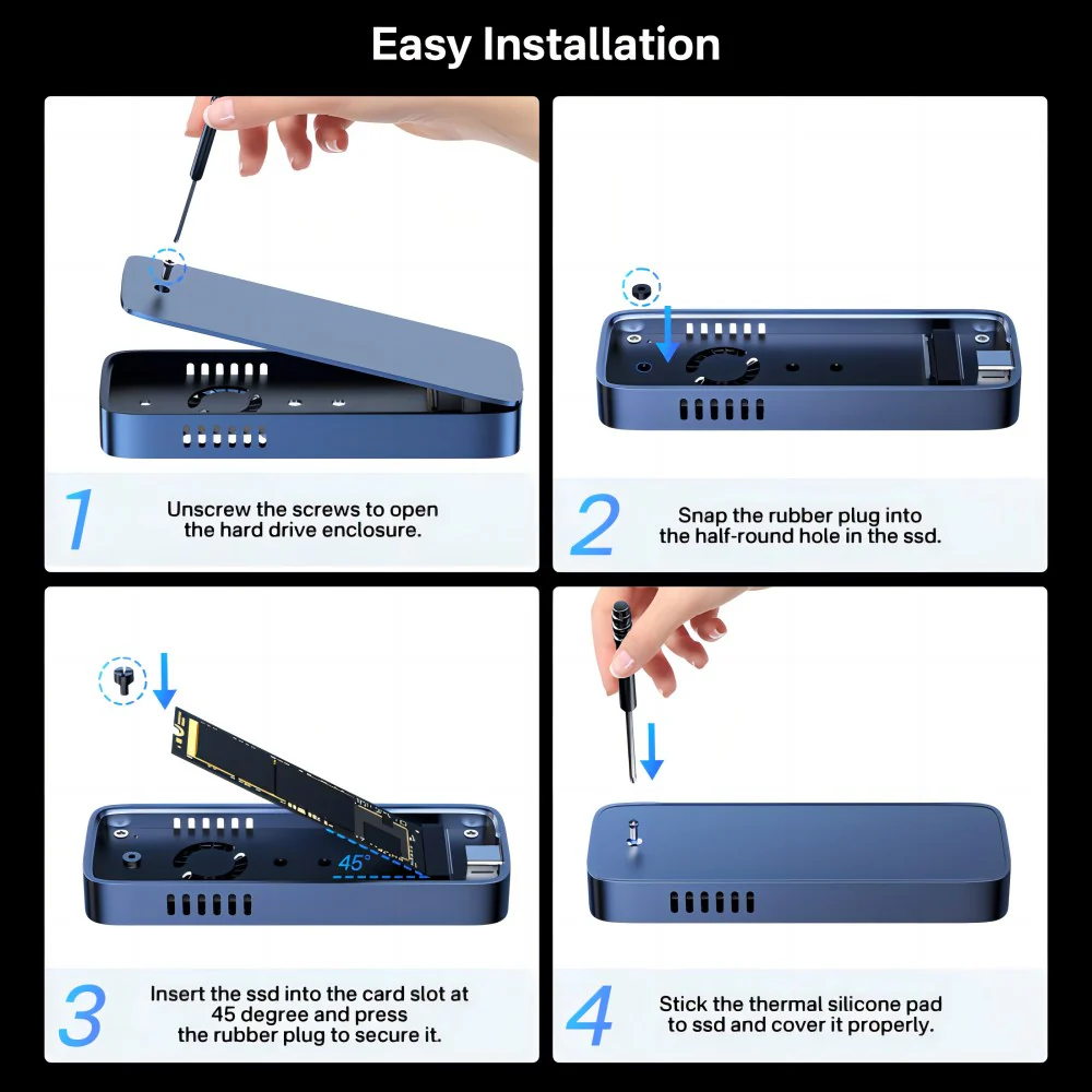 ACASIS 10Gbps Built In Fan USB 3.1 M.2 2230/42/60/80 NVME SSD Case - Image 6