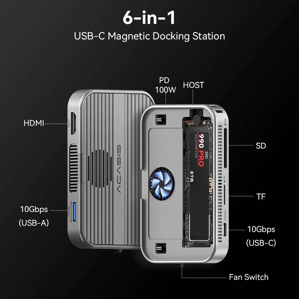 Acasis 10Gbps Magnetic Docking Station & SSD Enclosure for iPhone 17/16/15 Series - Image 3