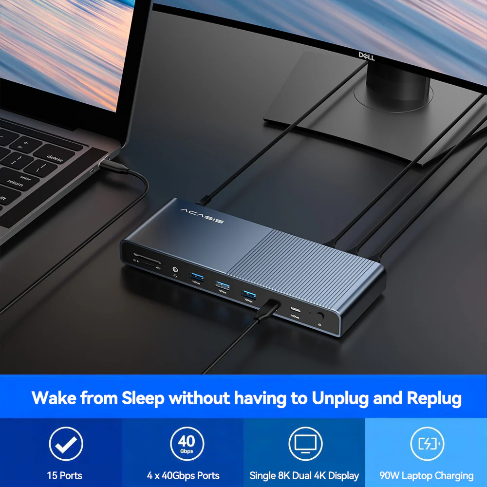 Acasis 15-in-1 40Gbps Docking Station Compatible with Thunderbolt 4/3 - Image 3