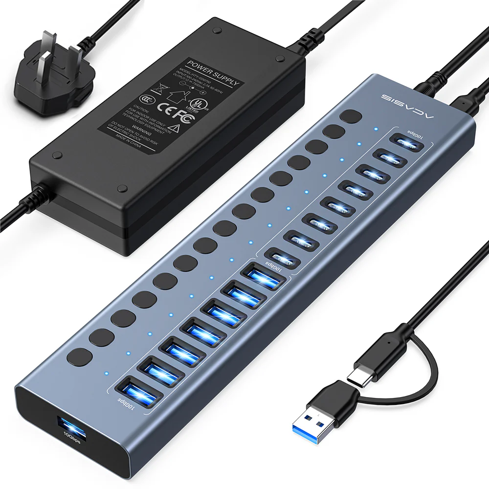 Acasis 16 Port 10Gbps USB 3.2 Hub Powered, 8 USB-A & 8 USB-C Ports - Image 8