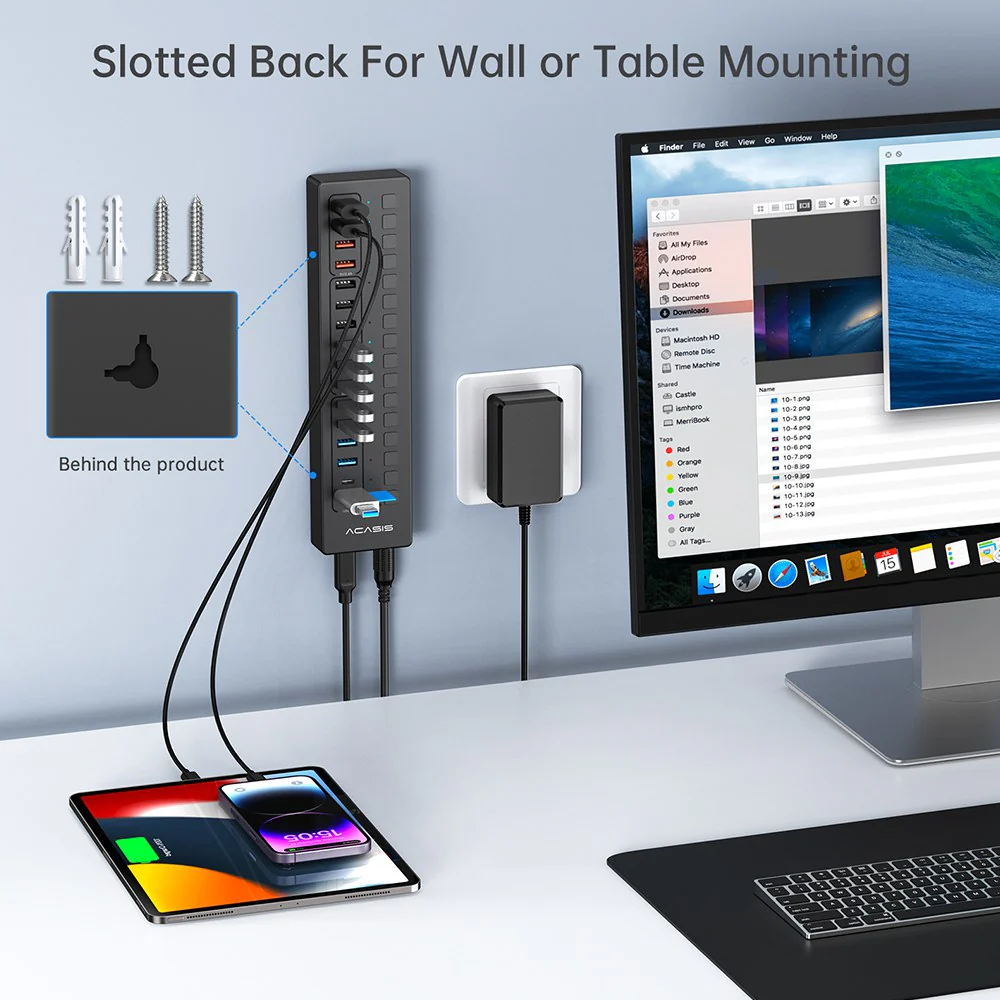 Acasis 16 Port USB-C 5Gbps Smart Charging Hub Splitter Powered Switch - Image 8