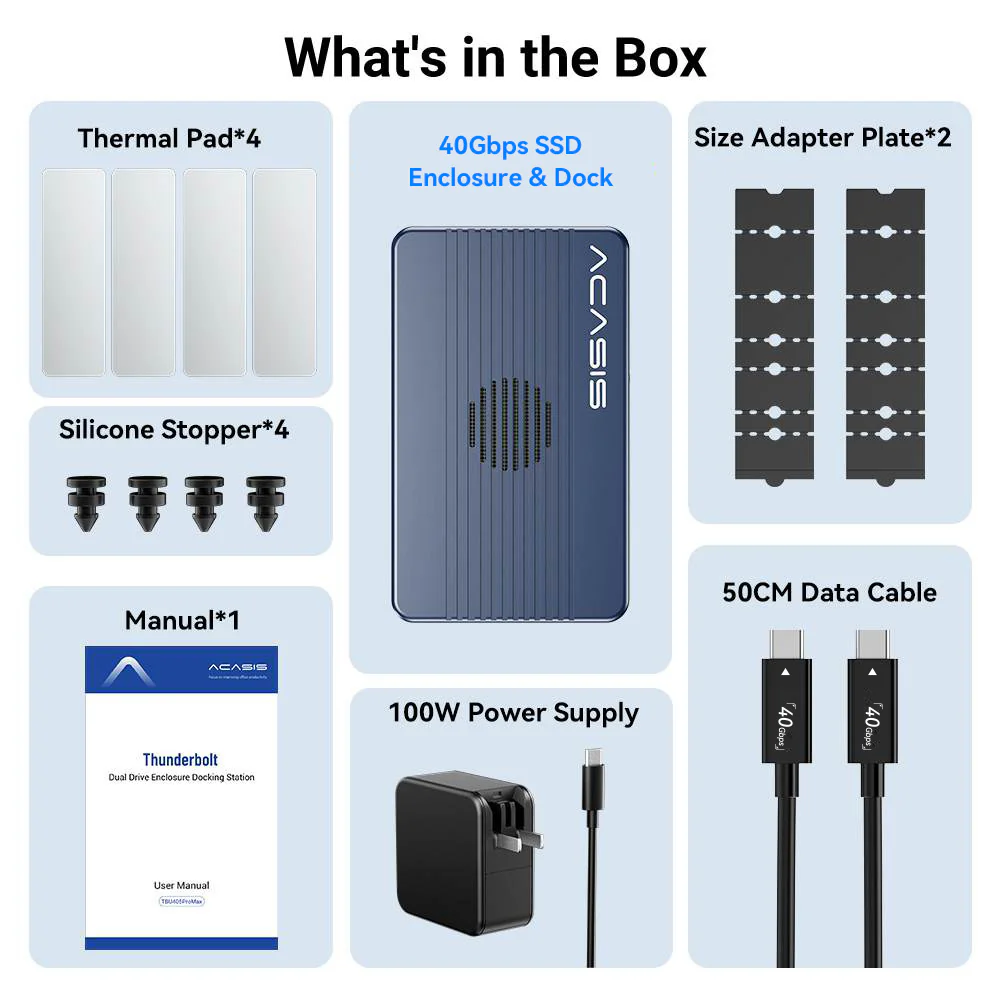 Acasis 40Gbps M.2 NVMe 2 Bay RAID SSD Enclosure Compatible with Thunderbolt 4/3 - Image 8