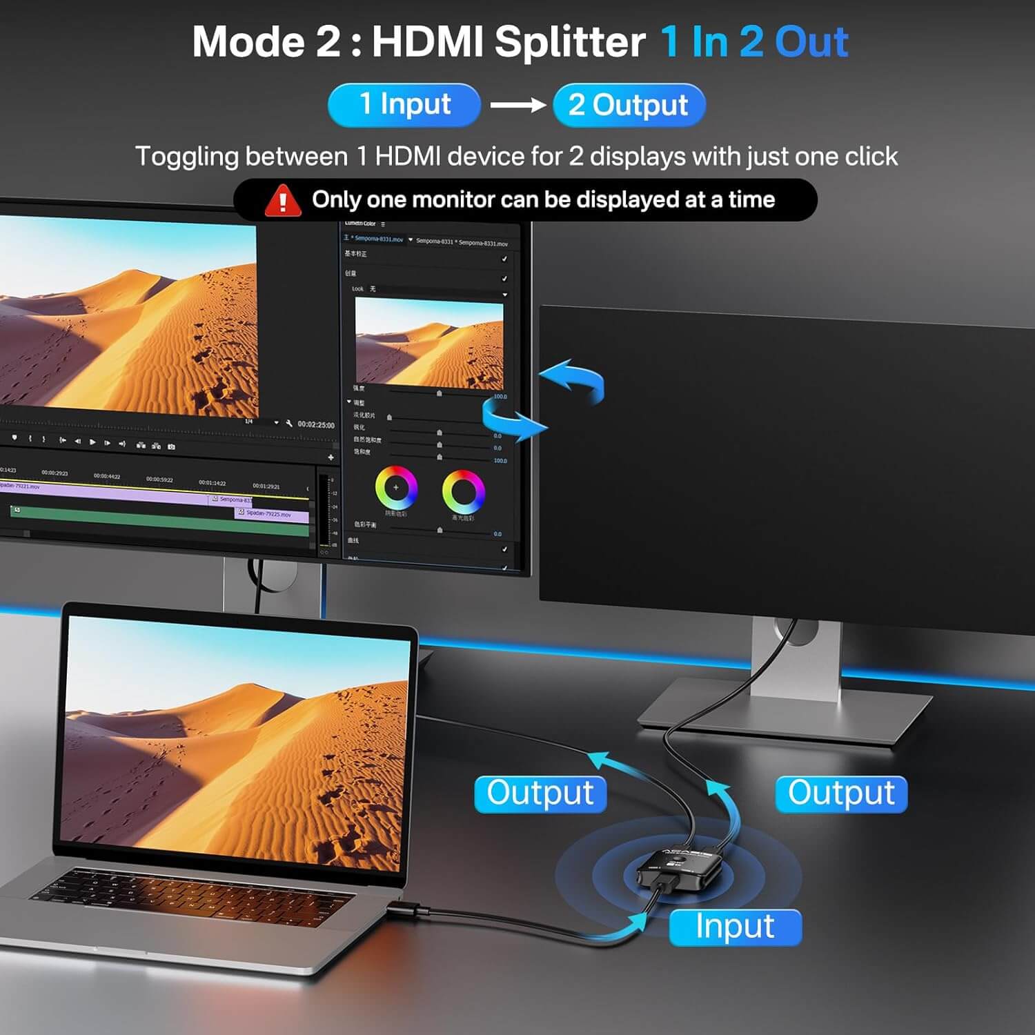 Acasis 4k 60hz Bidirectional HDMI 2.1 KVM Switch/Splitter 2 in 1 Out - Image 6