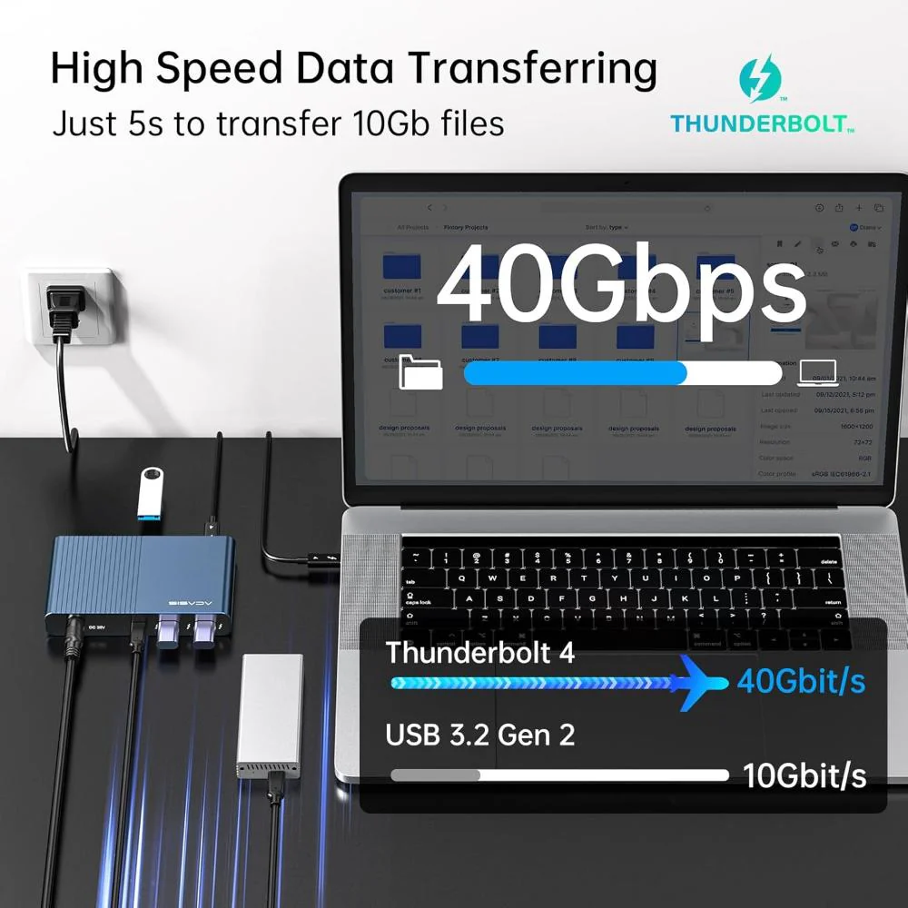 [Intel Certified] Acasis 5-in-1 Thunderbolt 4 USB C Dual 4K 60Hz Docking Station - Image 5