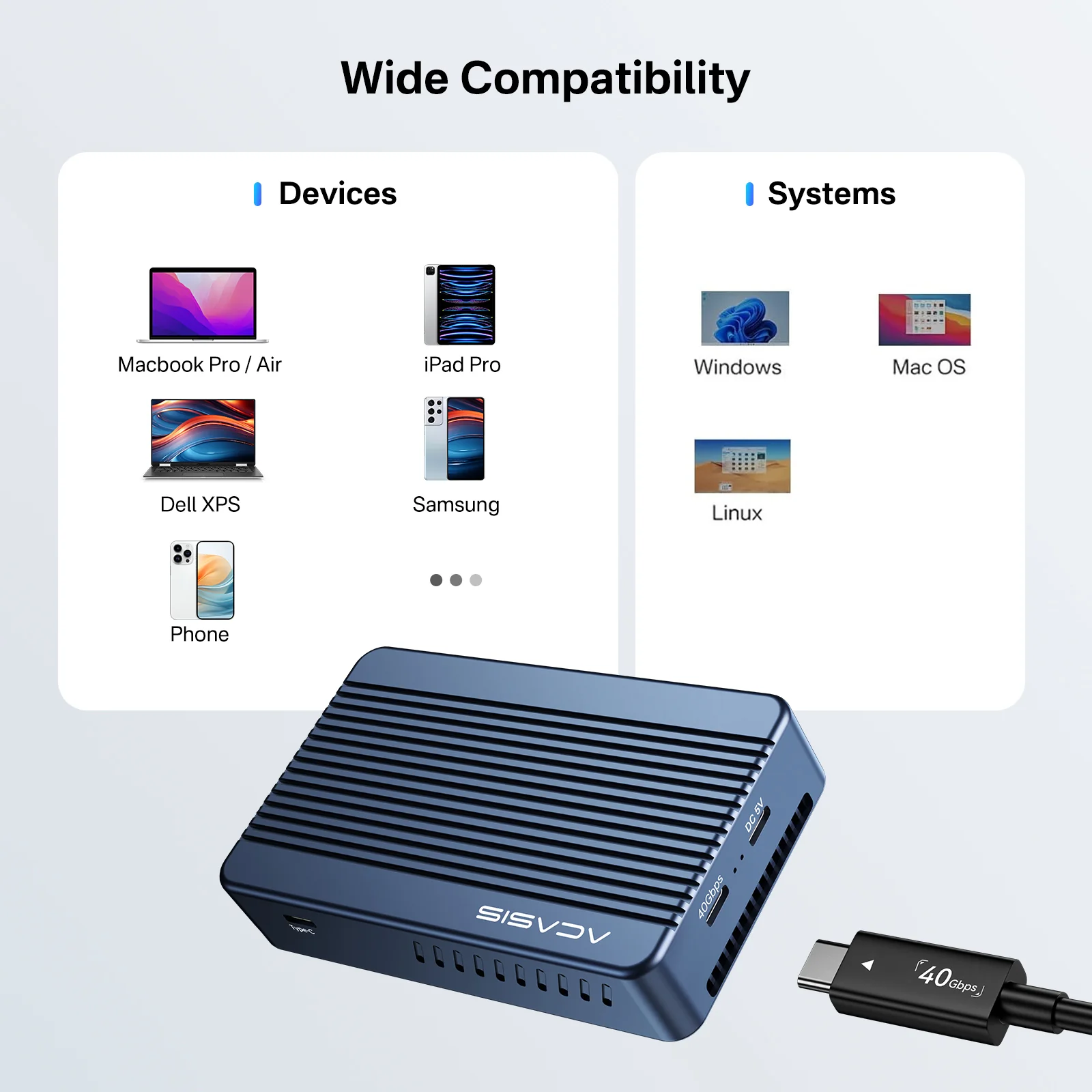 Acasis 6-in-1 40Gbps SSD Case & Dock Compatible with Thunderbolt 4/3 - Image 11