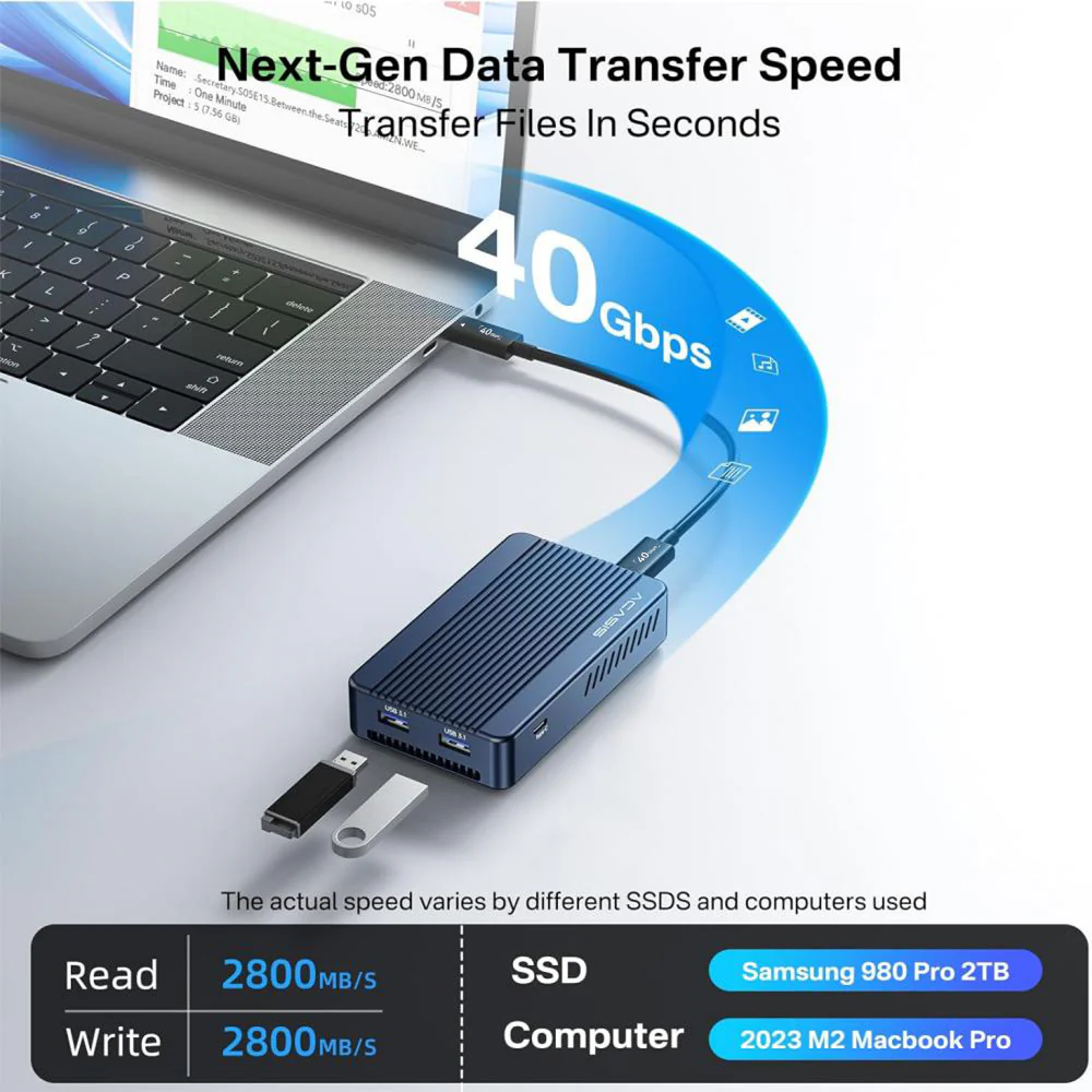 Acasis 6-in-1 40Gbps SSD Case & Dock Compatible with Thunderbolt 4/3 - Image 5