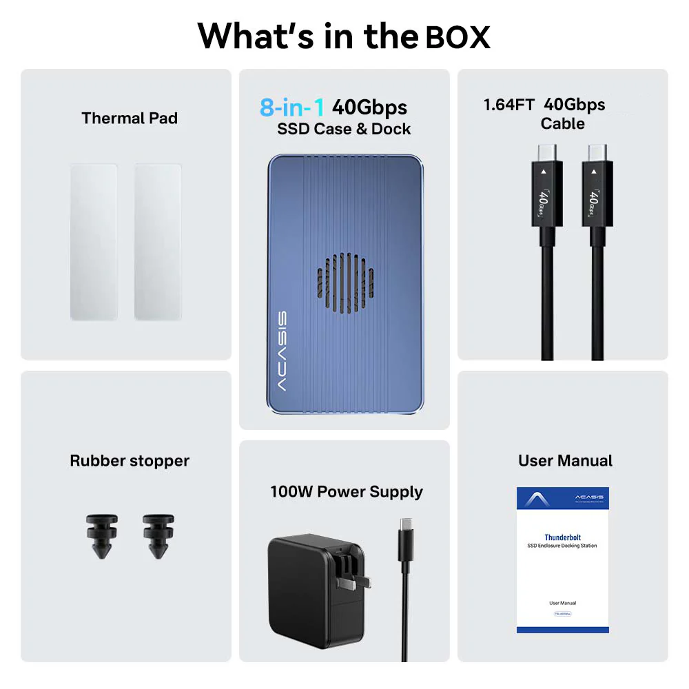 Acasis 8-in-1 40Gbps SSD Enclosure & Dock Compatible with Thunderbolt 4/3 - Image 8