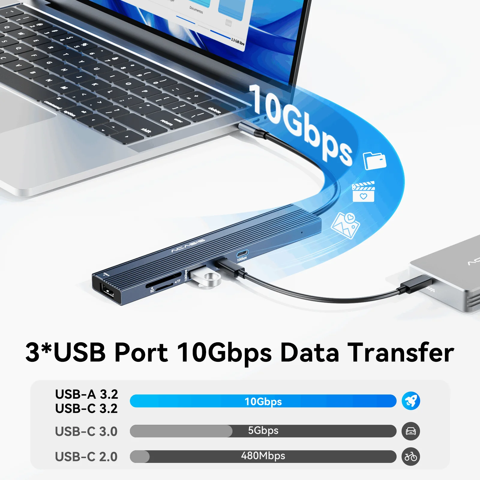 Acasis 8-in-1 USB C Docking Station with 4K@60Hz Video Output - Image 4