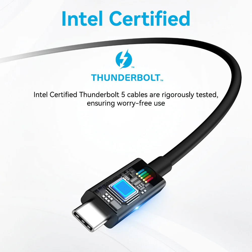 [Intel Certified] Acasis 80Gbps Thunderbolt 5 Cable with up to 120Gbps Bandwidth Boost and 240W Charging - Image 5