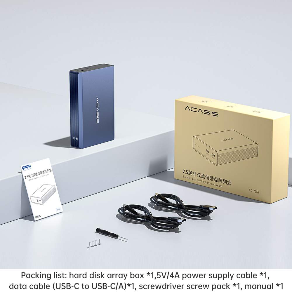 Acasis Dual Bay 2.5 Inch USB-C to SATA HDD SSD RAID Enclosure - Image 10