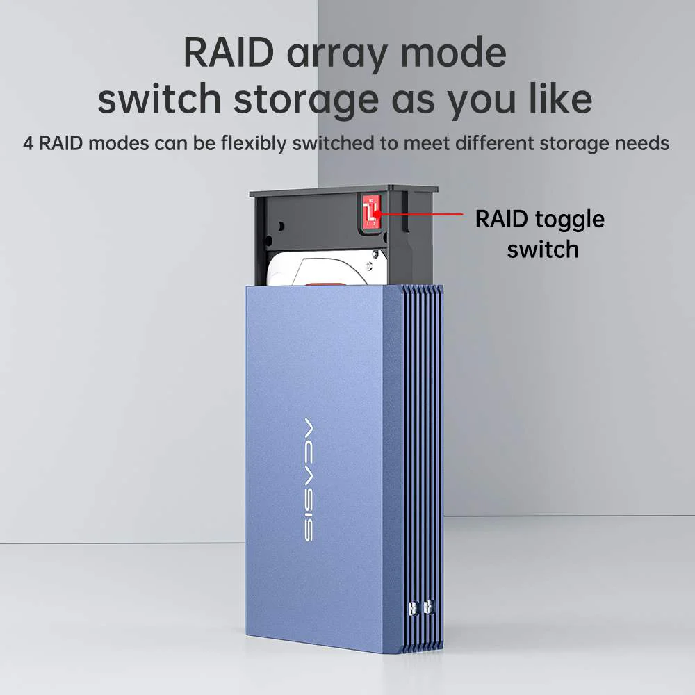 Acasis Dual Bay 2.5 Inch USB-C to SATA HDD SSD RAID Enclosure - Image 6