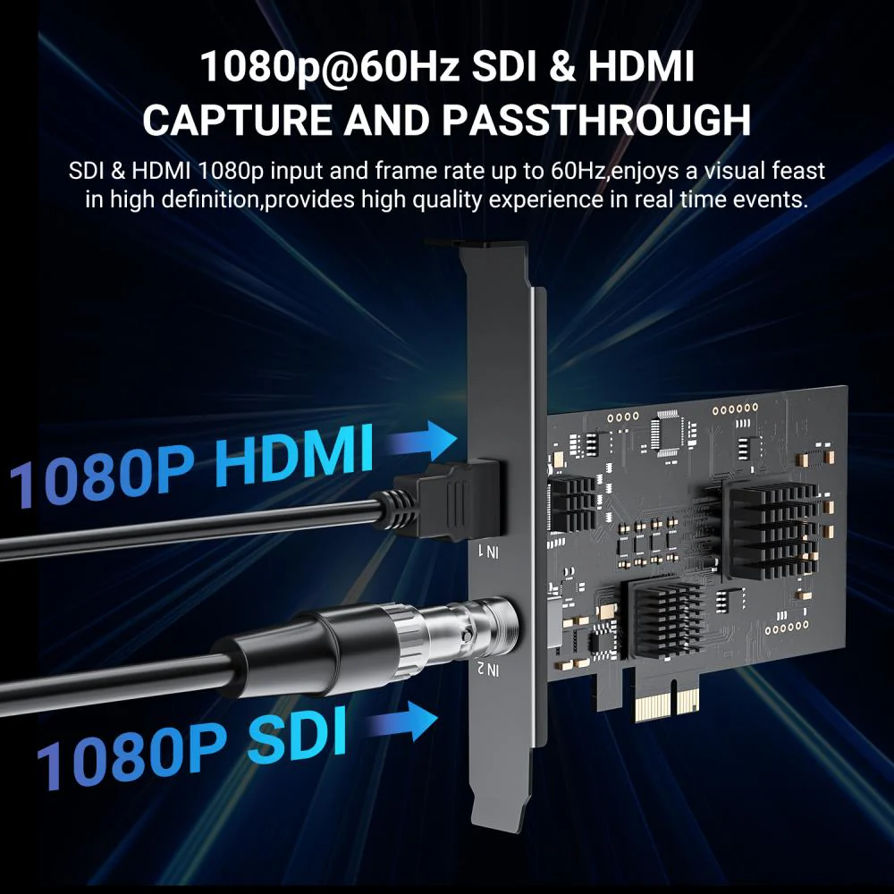 Acasis 2 Channel HDMI/SDI HD 1920*1080P 60FPS PCIe Video Capture Card - Image 2