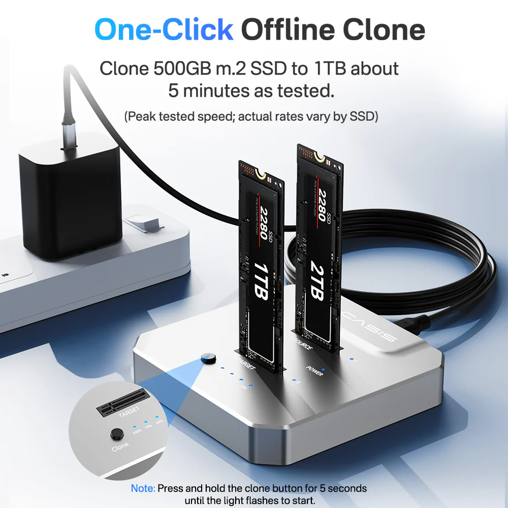 Acasis M.2 SSD Duplicator with 20Gbps NVMe SSD Cloner Docking Station - Image 4