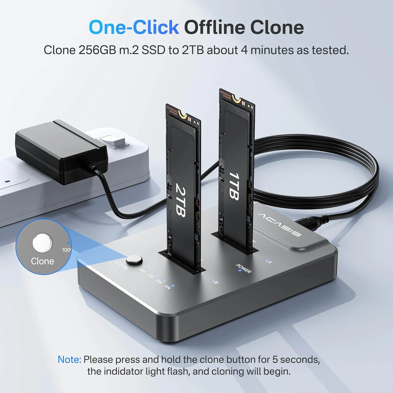 ACASIS 2/4 Bay M.2 NVMe SSD Cloner Dock with Offline Clone - Image 4