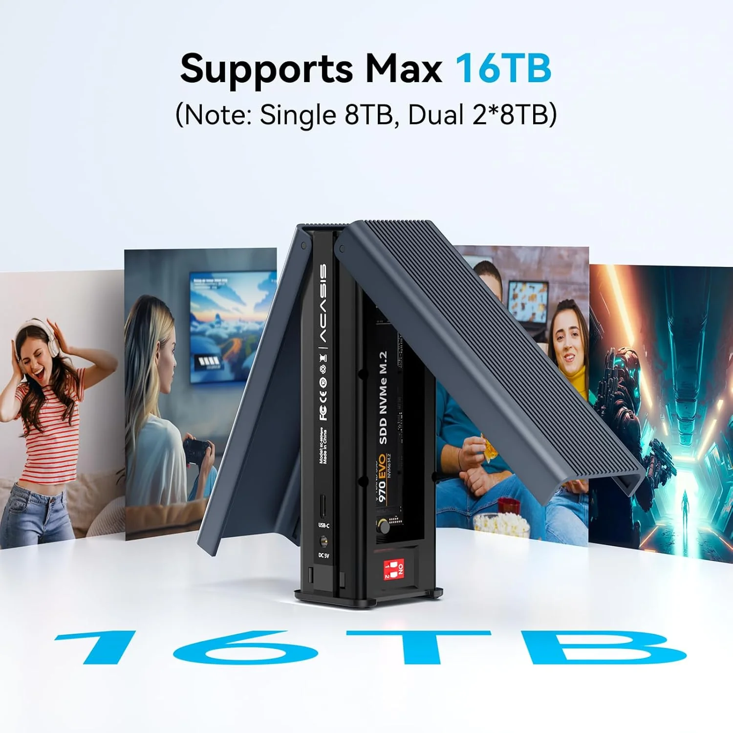 Acasis 20Gbps M.2 NVMe SATA Duplicator 2 Bay Docking Station for SSD Clone - Image 6