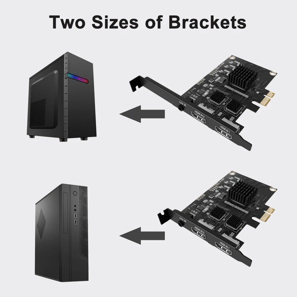 Acasis 2 HDMI In 1080P 60Hz PCIe Video Capture Card with Line In Port - Image 5