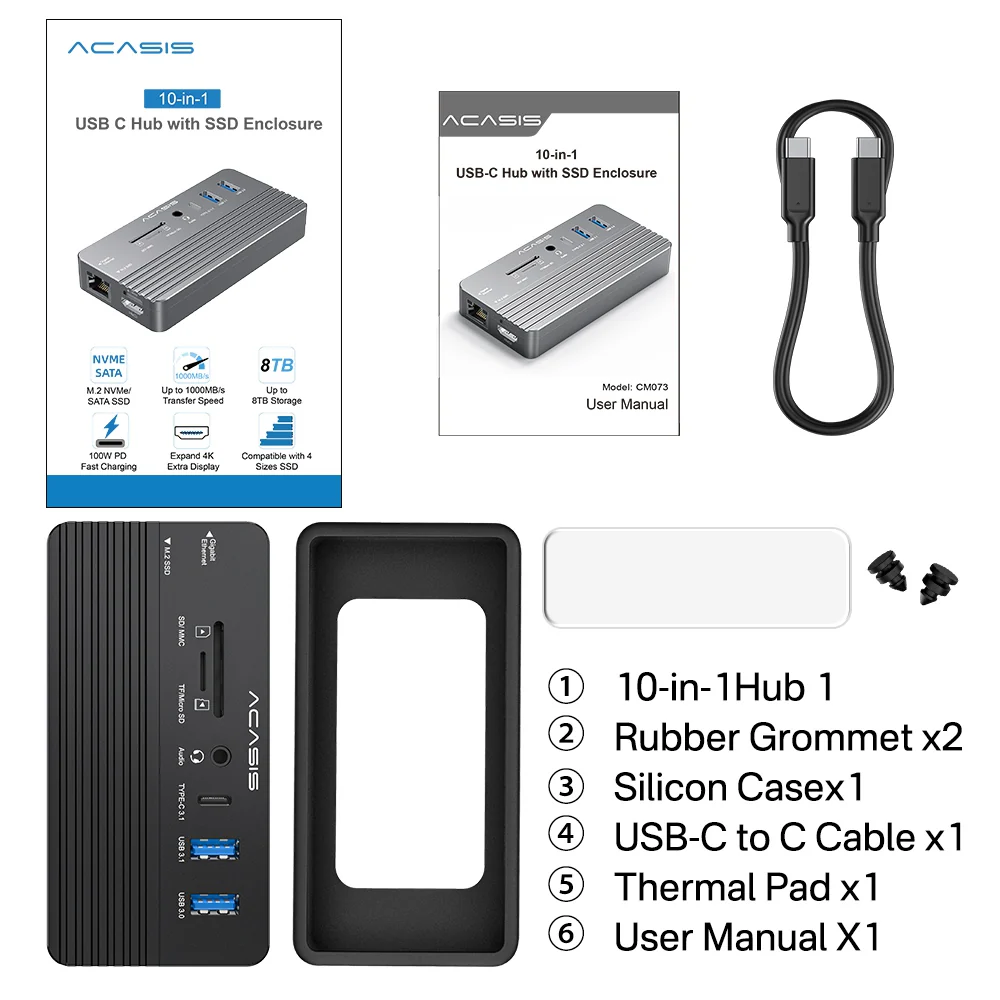 Acasis Swappable High-Speed SSD Storage & 10-In-1 Hub Docking Station - Image 11