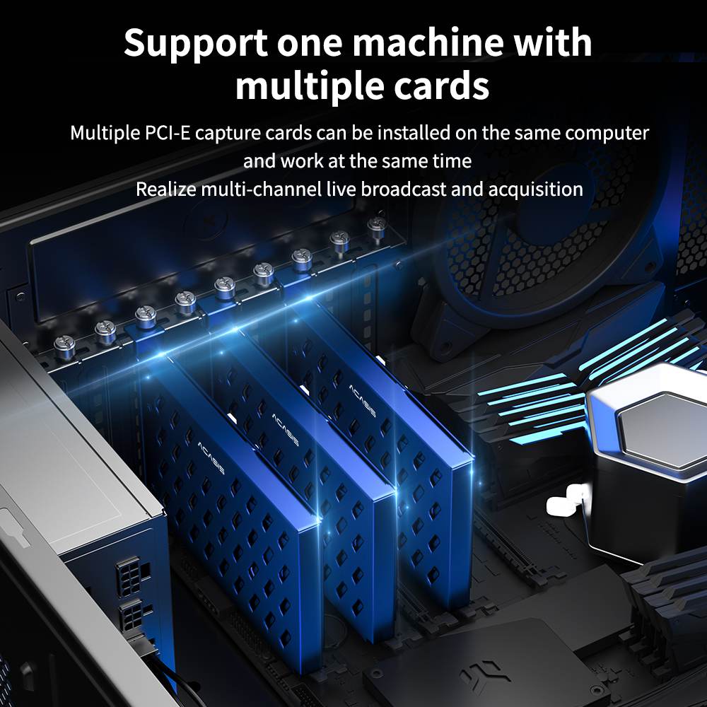 Acasis 4 HDMI PCIe Video Capture Card 1080P 60FPS with Built-in Fan - Image 4