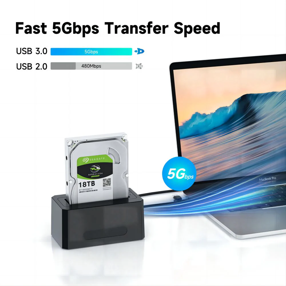 Acasis SATA/SAS to USB 3.0 Hard Drive Docking Station - Image 4