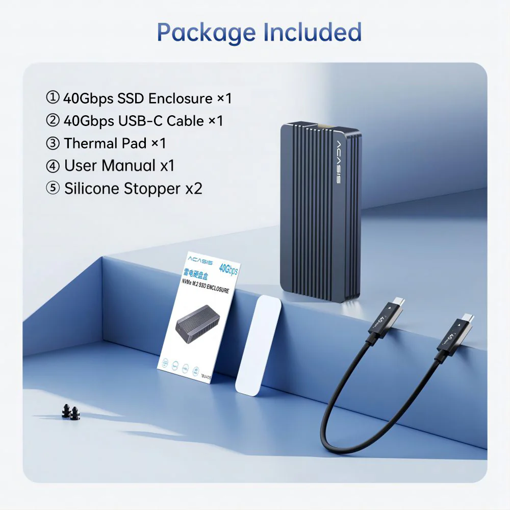 Acasis 40Gbps M.2 NVMe SSD Enclosure Compatible with Thunderbolt 4/3 - Image 11