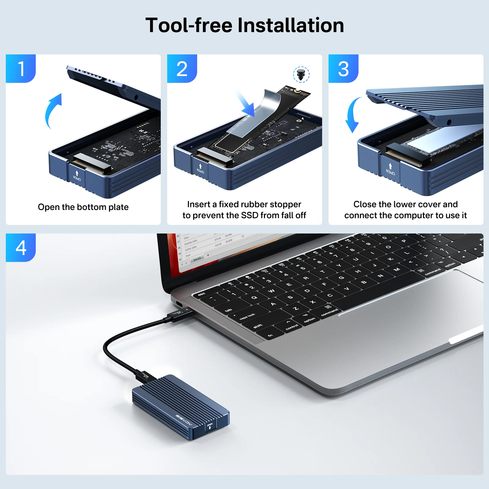 Acasis 40Gbps M.2 NVMe SSD Enclosure Compatible with Thunderbolt 4/3 - Image 7