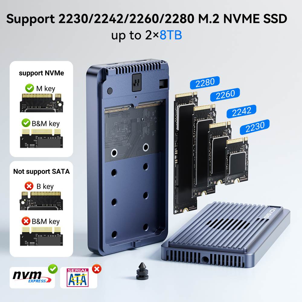 Acasis USB 3.2 20Gbps Dual Disk M.2 NVMe Hard Disk Array Case - Image 3