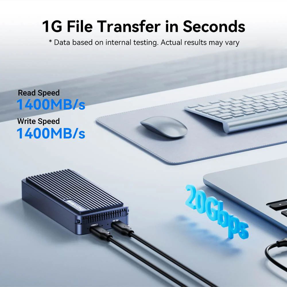 Acasis USB 3.2 20Gbps Dual Disk M.2 NVMe Hard Disk Array Case - Image 4