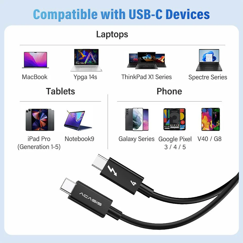 [Intel Certified]Acasis 40Gbps Thunderbolt 4 Data Cable PD 100W 8K60Hz - Image 10
