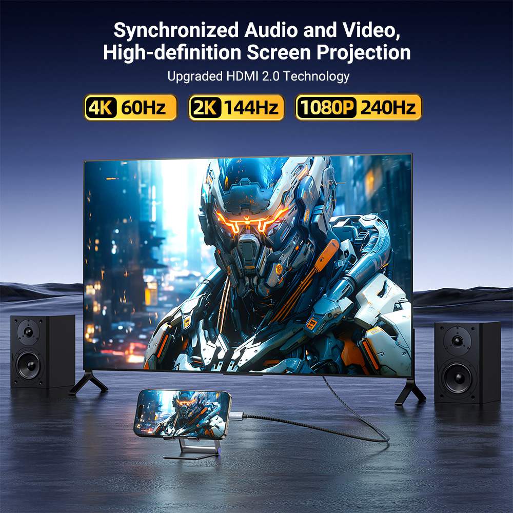 Acasis USB-C to HDMI 4K@60Hz Aluminum Shell Braided 4.9ft/6.6ft Cable - Image 5