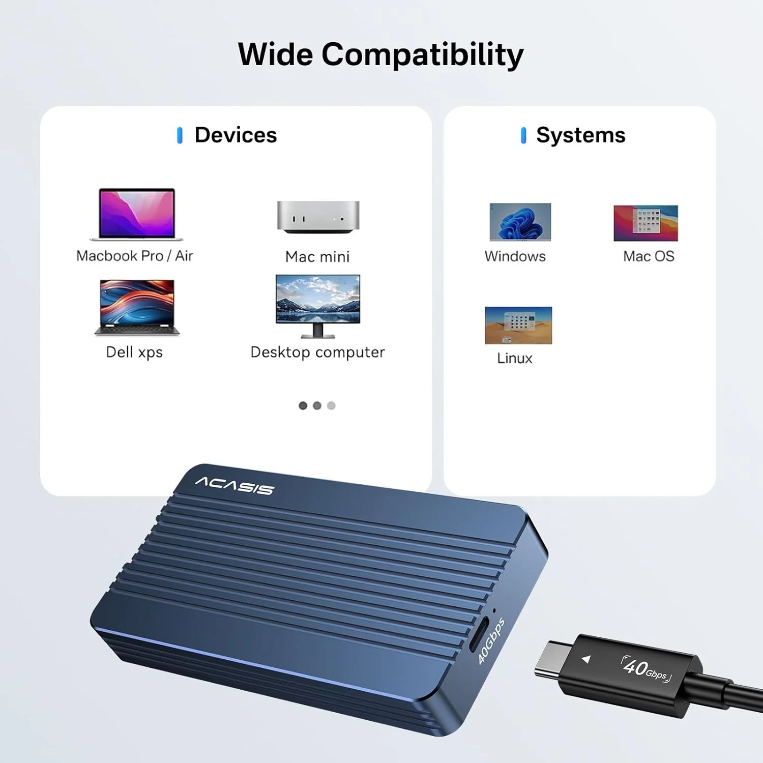 Acasis 40Gbps Tool-free M.2 NVMe SSD Enclosure Compatible with Thunderbolt 4/3 - Image 11