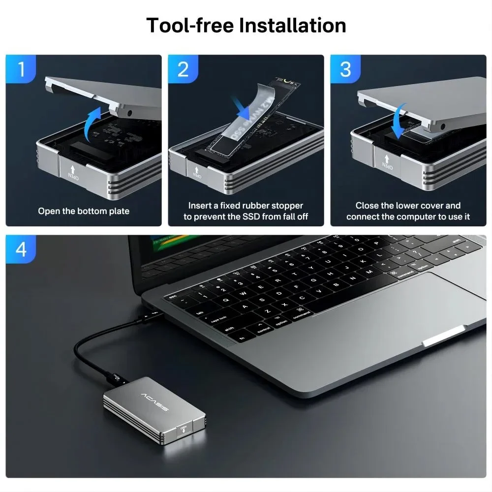 Acasis 40Gbps M.2 NVMe SSD Enclosure Compatible with Thunderbolt 4/3 and USB4 - Image 11