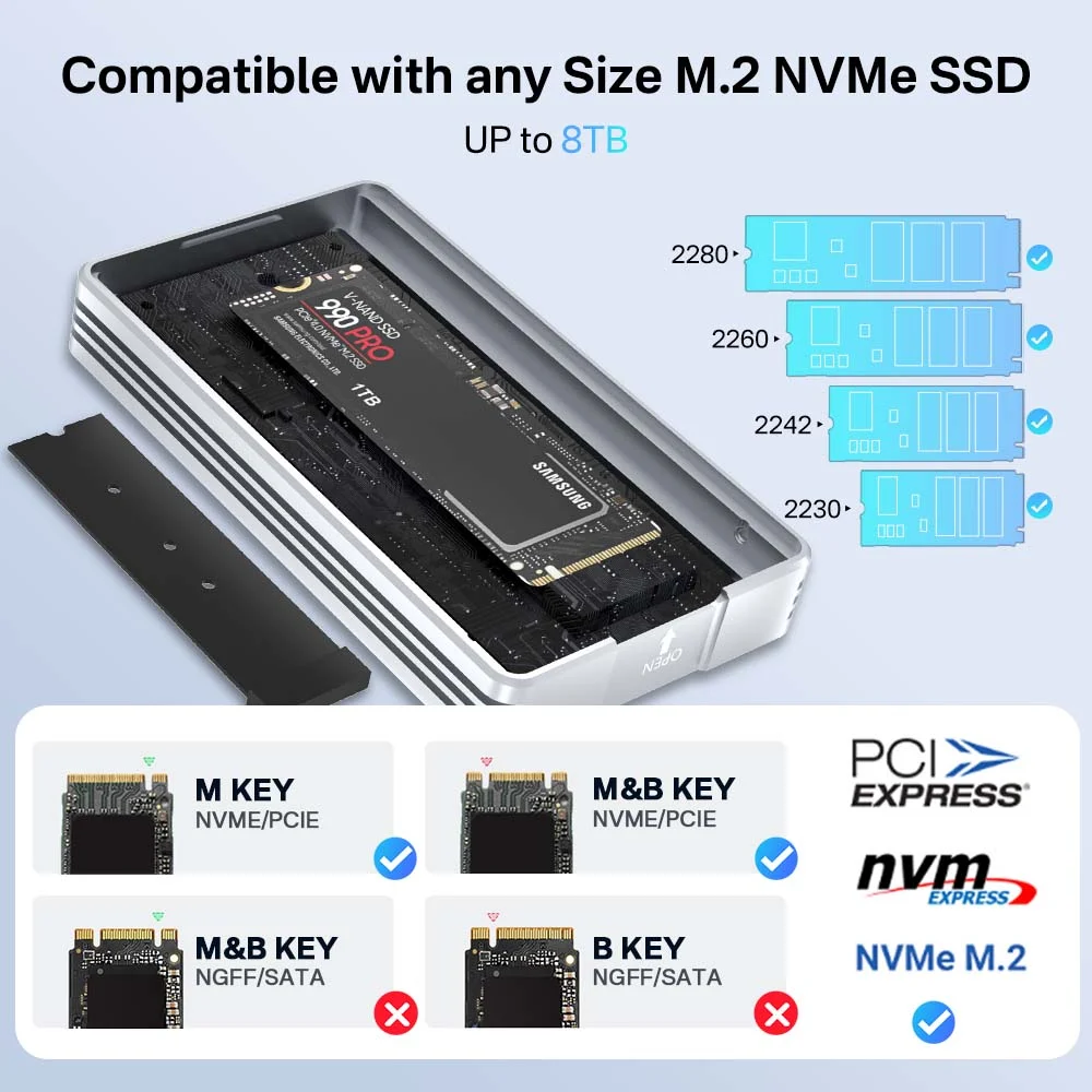 Acasis 40Gbps M.2 NVMe SSD Enclosure Compatible with Thunderbolt 4/3 and USB4 - Image 5