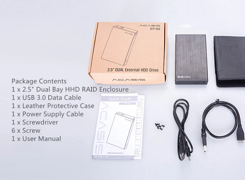 Acasis USB 3.0 2.5 inch 2 Bays 2TB Sata Hard Drive Box Hdd Enclosure - Image 6