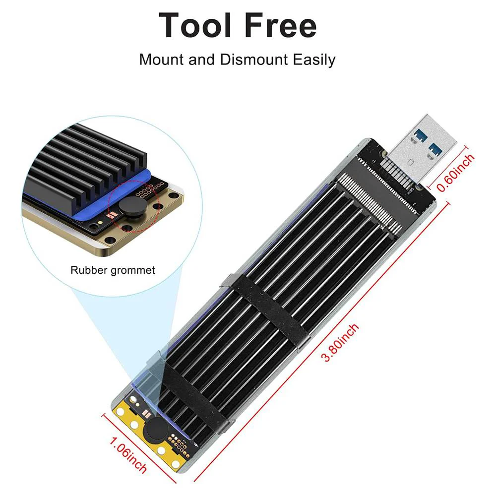Acasis NVMe/SATA M.2 to USB 3.2 Gen 2 10Gbps SSD Reader - Image 6