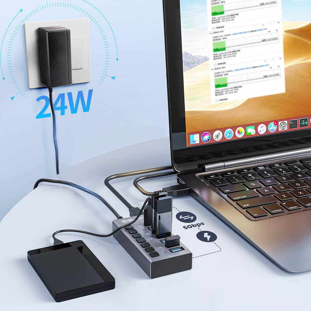 Acasis 7 Ports USB 3.1 Hub with Individual On/Off Switches Splitter - Image 4