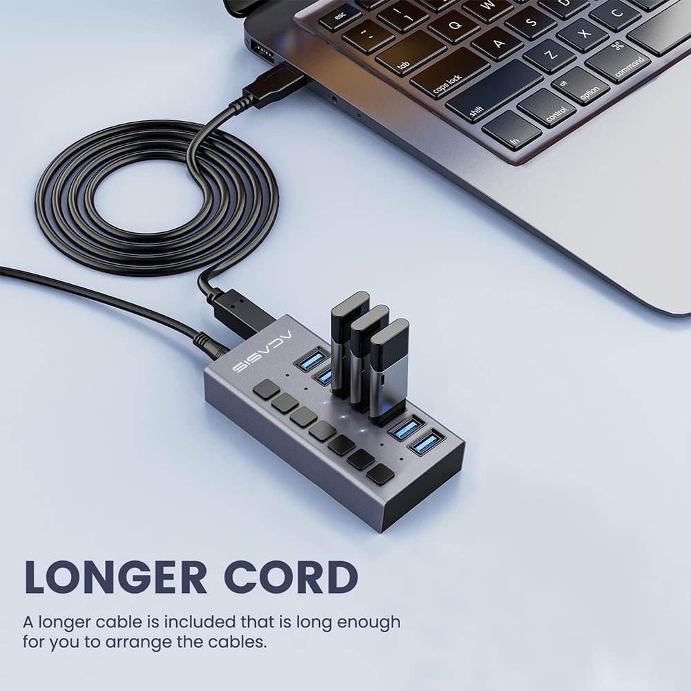 Acasis 7 Ports USB 3.1 Hub with Individual On/Off Switches Splitter - Image 6